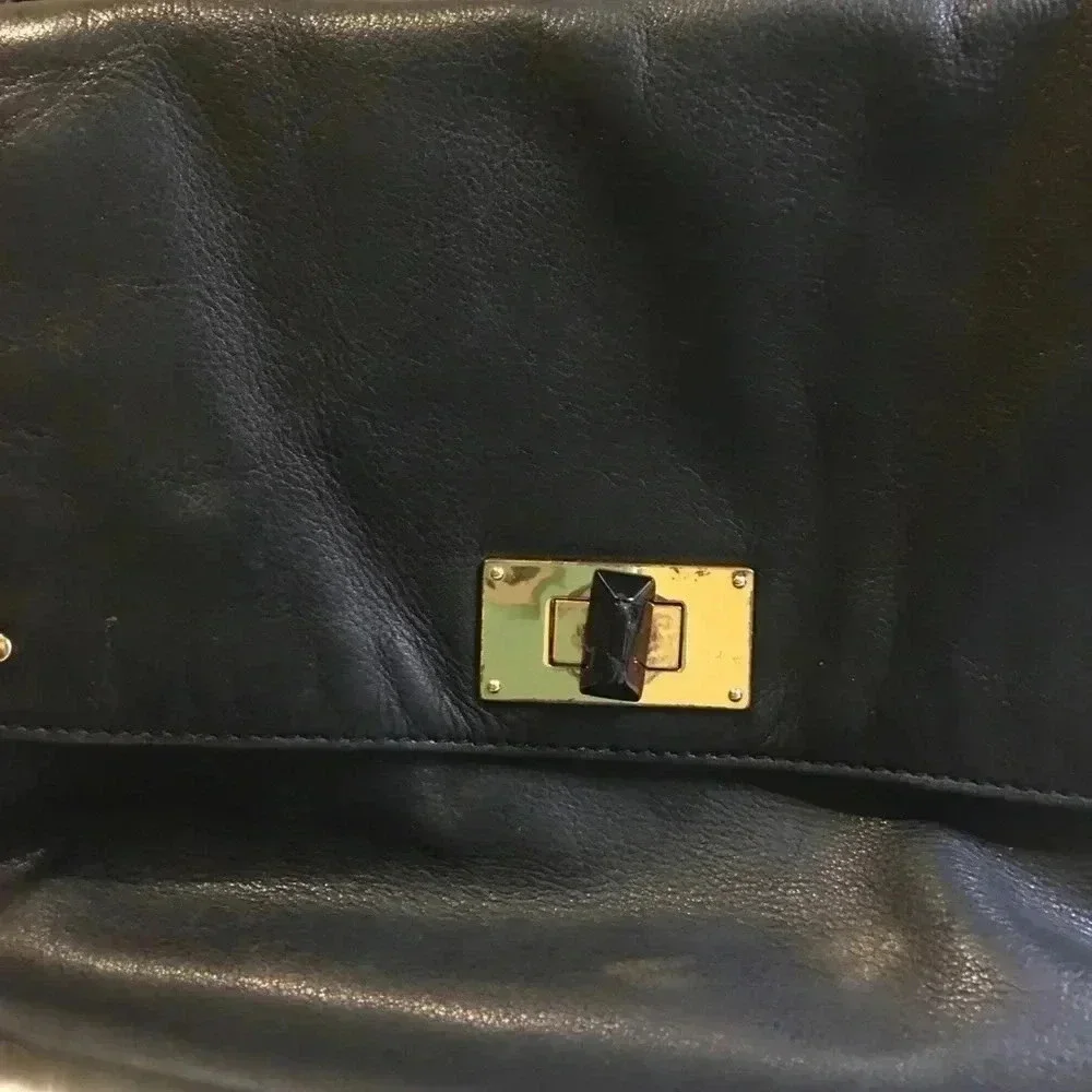 Club Monaco black leather hobo handbag